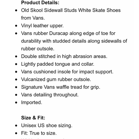 #SOLD#Vans Old Skool Studs Sidewall Blanc de Blanc - Picture 6 of 8